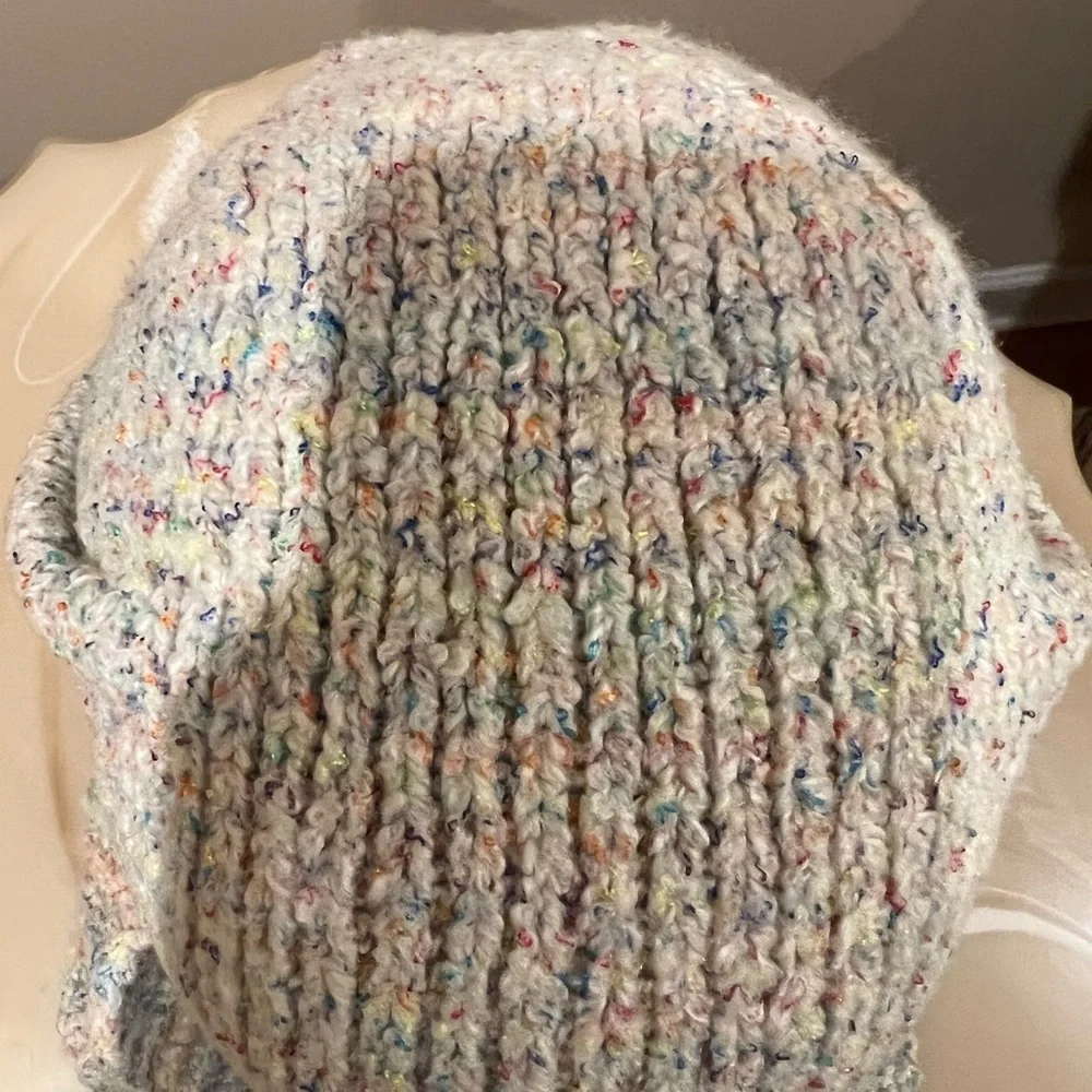 Handmade Knit Women's Hat and Scarf Set Multi-Color Pastel Confetti Winter Warm